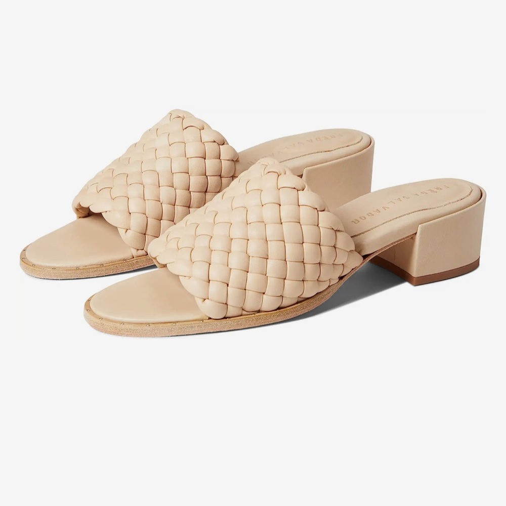 Freda Salvador Braided Slide Sandals in Beige